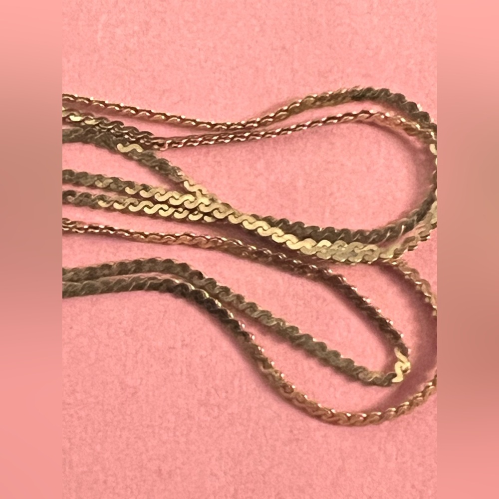 Necklace 14k Yellow Gold Flat Herringbone Italian Chain Necklace 15”